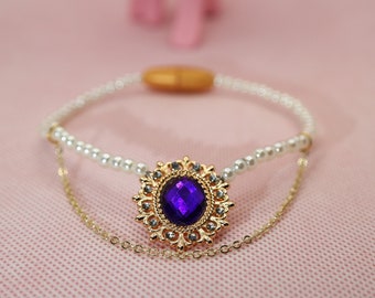 Purple Rhinestone Pearl Cat Collar with breakaway clasp