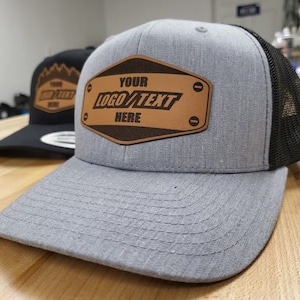 Logo Patch Hats, Company Logo Hat, Leather Patch, Custom Leather Patch Hats, Personalized Mens Hats, Company Gifts