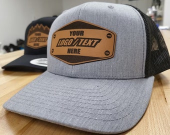 Logo Patch Hats, Company Logo Hat, Leather Patch, Custom Leather Patch Hats, Personalized Mens Hats, Company Gifts