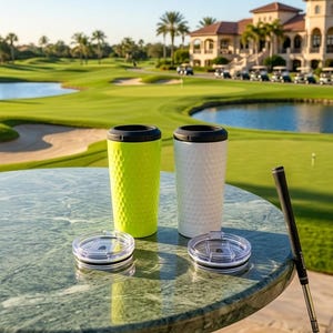 4-in-1 Golf Dimple Can Cooler Koozie & Tumbler | Fits 12oz Cans, Slim Cans, Bottles | Golf Gift for Men | 14oz Insulated Coffee Mug with Lid image 9