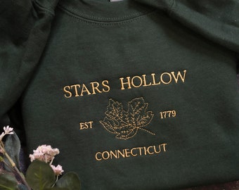 Embroidered Stars Hollow inspired Crewneck Sweatshirt, Custom Embroidered, Halloween Holiday Sweatshirt, Halloween Gift