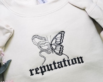 Rep snake butterfly Embroidered Crewneck Sweatshirt, snake butterfly vintage reputation sweater hoodie