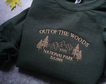 National Park Out Of The Woods Embroidered Sweatshirt, Hoodie Gold thread color, Subtle merch, Aesthetic shirt for music lover