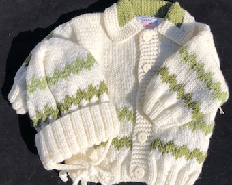 Handmade | Hand Knit Set | Sweater & Hat Set | Baby Shower Gift | Welcome Home Baby Gift| Unisex Sweater Set | Boy Sweaters | Girl Sweaters