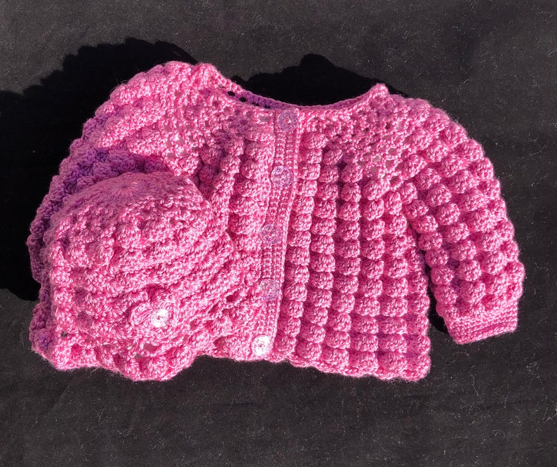 Baby Shower Gift Sweater /& Hat Set 6-12 months Handmade Hand Crocheted Set Welcome Home Baby Gift| Baby Girl