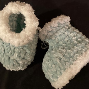 Hand Crocheted LIL Hugs Baby Booties Baby Slippers Newborn 6 month Baby Shoes Baby Girl Baby Boy Baby Gift Assorted Colors Light Aqua