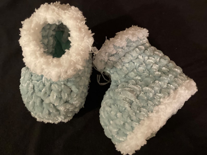 Hand Crocheted LIL Hugs Baby Booties Baby Slippers Newborn 6 month Baby Shoes Baby Girl Baby Boy Baby Gift Assorted Colors Light Aqua