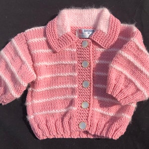 Handmade Hand Knit Set Sweater & Hat Set Baby Shower Gift Welcome Home Baby Gift Baby Girl 3 6 months image 2