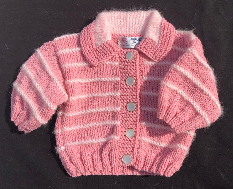 Handmade Hand Knit Set Sweater & Hat Set Baby Shower Gift Welcome Home Baby Gift Baby Girl 3 6 months image 2