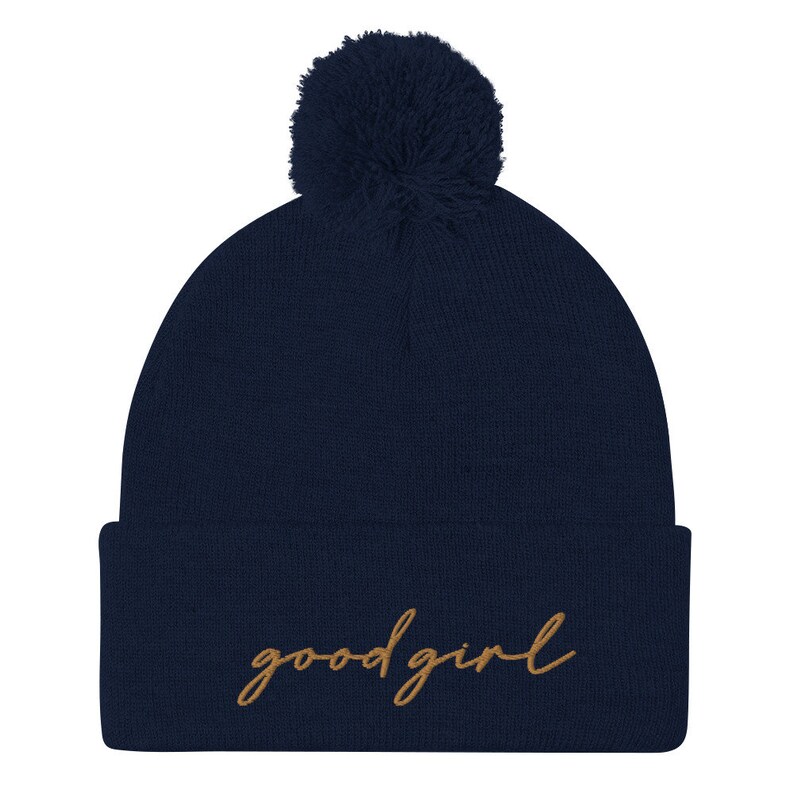 good girl POM-POM beanie old-gold embroidery color, call me a good girl, reader gift, book lover, spicy book lover, dark romance, smut lover