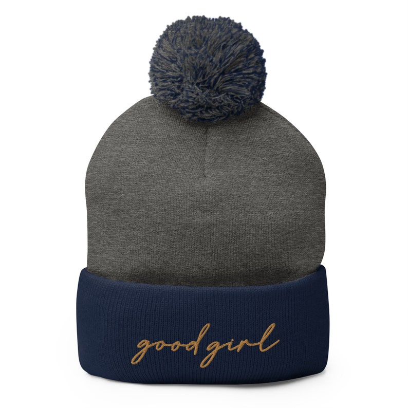 good girl POM-POM beanie old-gold embroidery color, call me a good girl, reader gift, book lover, spicy book lover, dark romance, smut lover