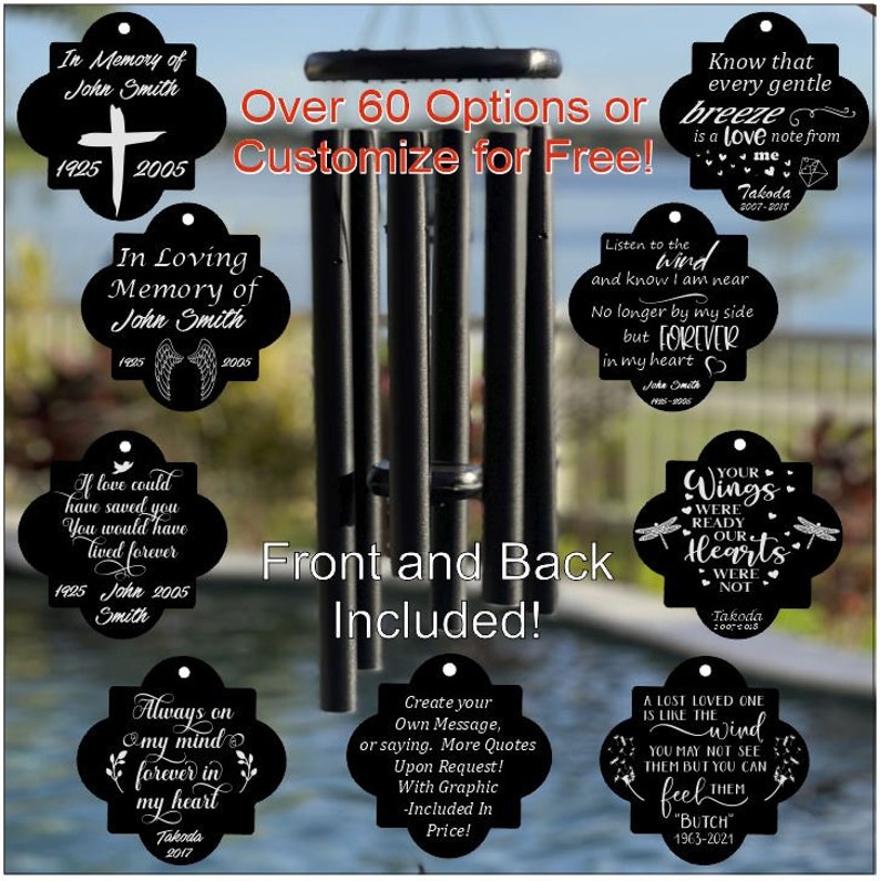 Memorial Wind Chime Personalized Wind Chime Custom Wind Chime Remembrance Gifts In Loving Memory 32 or 35 Customize Your Own image 1