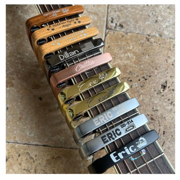 Capo de guitarra personalizado, regalo de guitarra, capo personalizado, regalos de músico, accesorios de guitarra, selección de guitarra, regalo de Navidad, relleno de medias