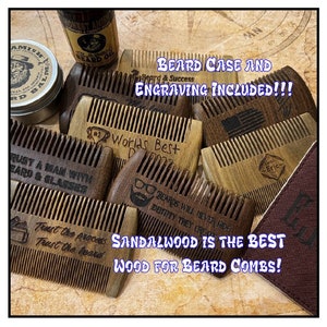 Beard Comb, Gifts for Him, Gifts for Men, Personalized Sandalwood Beard Comb, Gift for Groomsmen, Pocket Comb, Stocking Stuffer, For Men