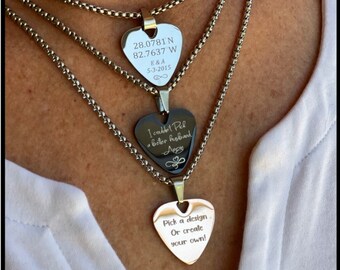 Personalized Guitar Pick Necklace, Custom Name Jewelry, Music Gift, Couple Necklace, Stainless Steel Guitar Pick, Stocking Stuffer, Gift Her