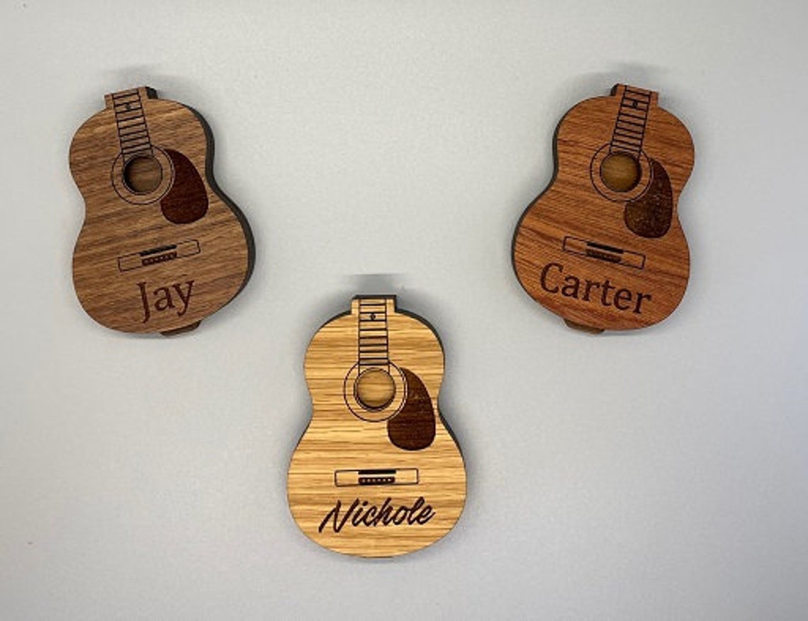 Personalized Classic Guitar Pick Holder 8 Choices of Wood Fit Etsy