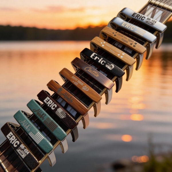 Capo guitare personnalisé, Cadeau guitare, Capo personnalisé, Cadeaux musicien, Accessoires guitare, Médiator, Cadeau de Noël, Cadeau pour bas de Noël