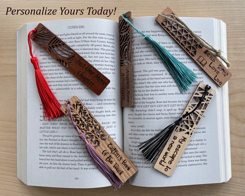 Personalized Wood Bookmarks Custom Bookmark Choice of Design Etsy
