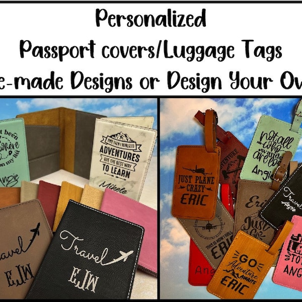 Passport Holder and Luggage Tags, Personalized Passport Cover, Passport Wallet, Personalized Luggage Tag, Travel Accessory, For her, For him