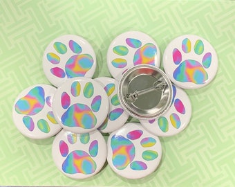 Pawprint Pin, Paw Button Pin, Dog Button Pin, Colourful Paw Print Pin, Dog Lover Pin, Animal Paw Button Pin, Pet Pin, Puppy Button Pin