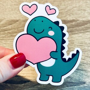 Pegatina de dinosaurio para San Valentín, pegatinas para el día de San Valentín, pegatina de amor, pegatina de amor bonita, calcomanía de San Valentín, calcomanía de dinosaurio, regalo para amantes de los dinosaurios