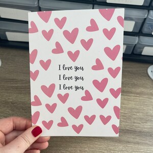Carte de vœux I Love, Carte de vœux romantique, Carte de Saint-Valentin, Carte d’anniversaire, Carte de vœux vierge, Carte de vœux rose, Carte d’amour