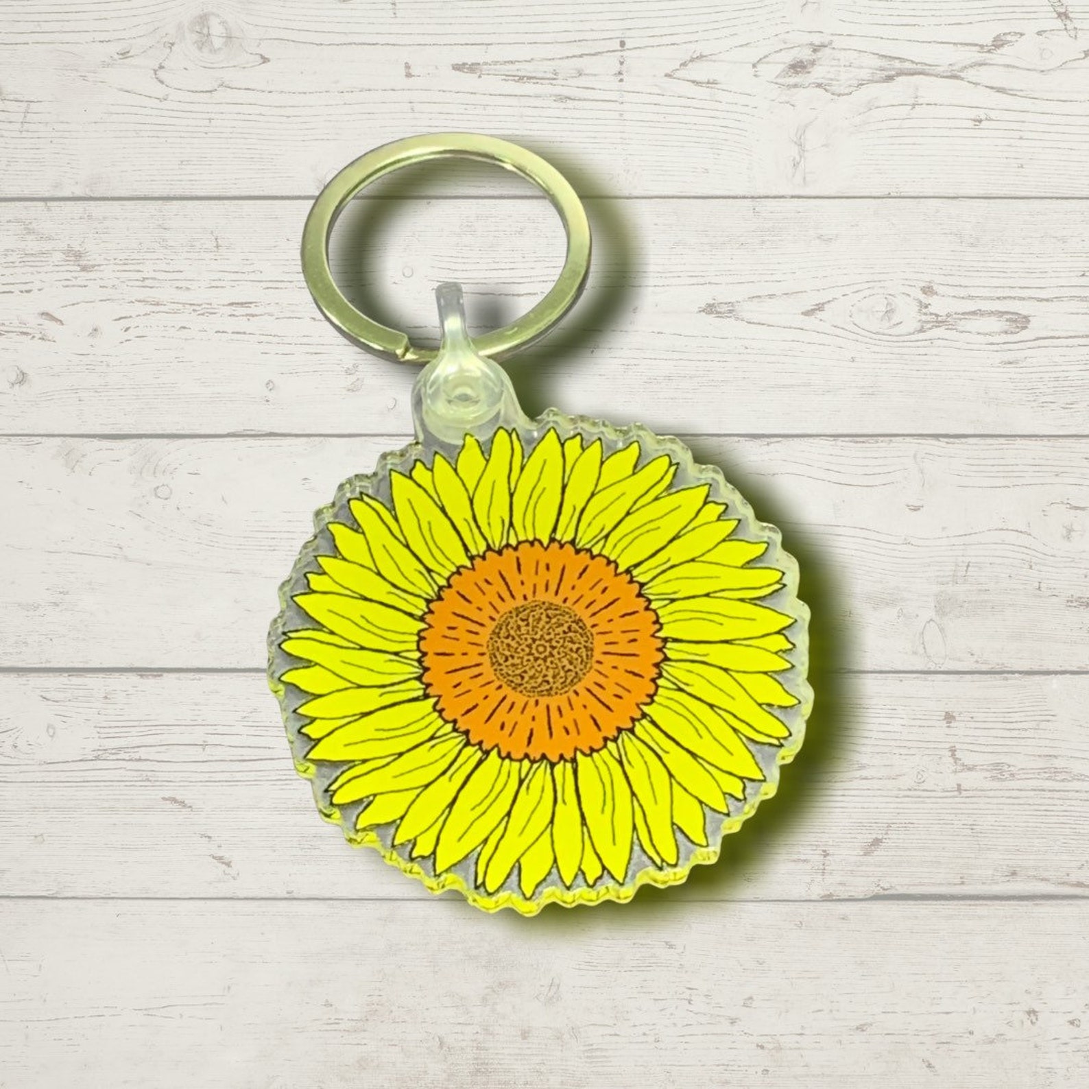 Sunflower Acrylic Keychain Acrylic Keychains Sunflower Etsy