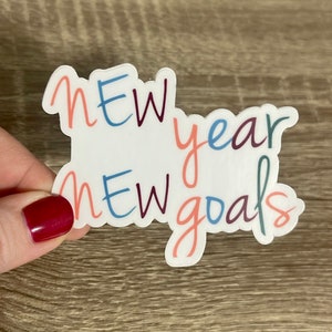 Nouveaux objectifs du Nouvel An, autocollant d’affirmation, autocollants de motivation, citations de motivation, autocollant positif, autocollant d’ordinateur portable, autocollant de bouteille d’eau