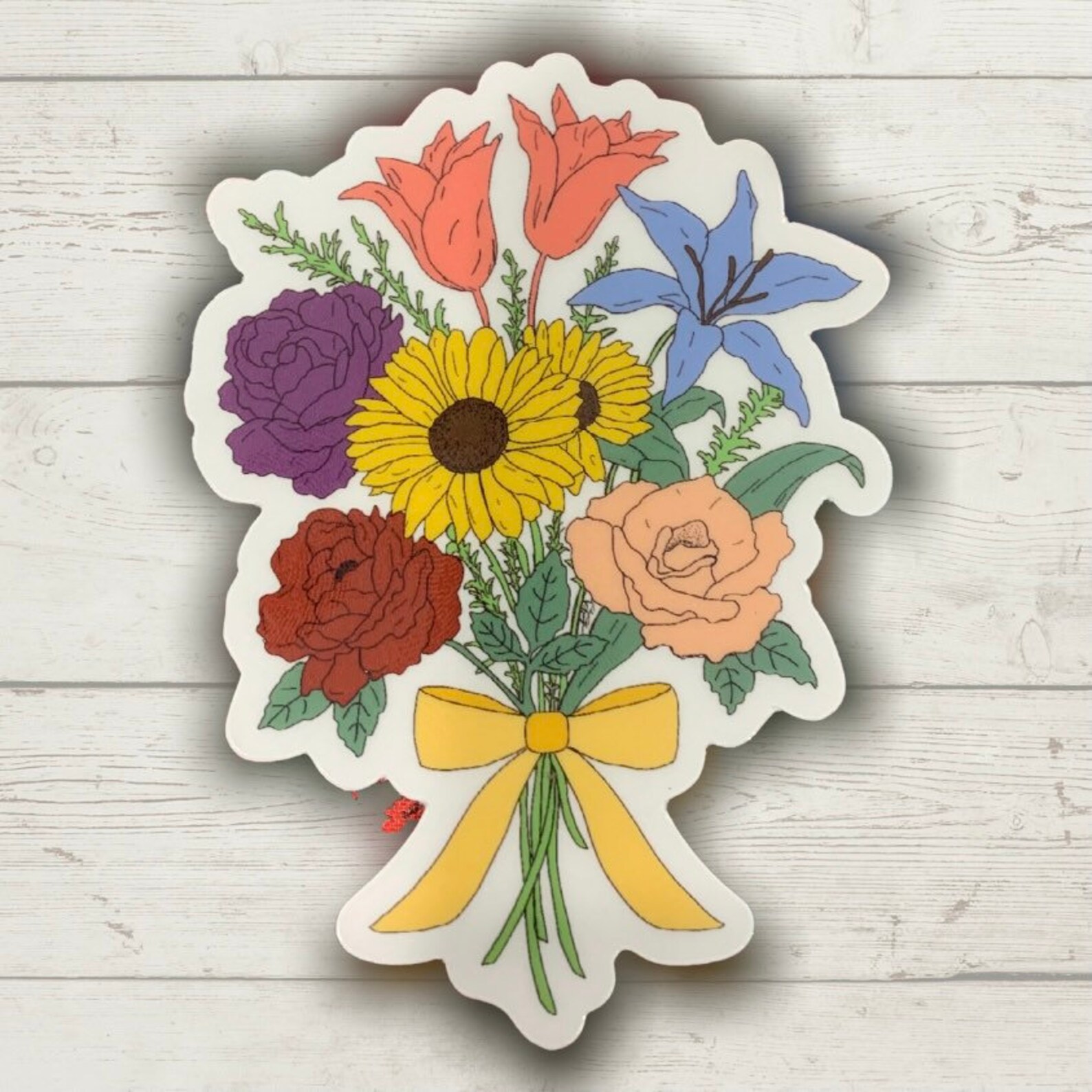 Flower Bouquet Sticker Clear Vinyl Sticker Flower Sticker Etsy 日本