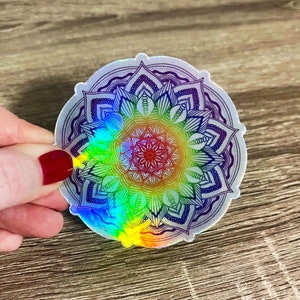Holografische Mandala Sticker, Vinyl Sticker, Waterdichte Sticker, Holografische Vinyl Sticker, Waterbottle Sticker, Stickers voor Laptop,