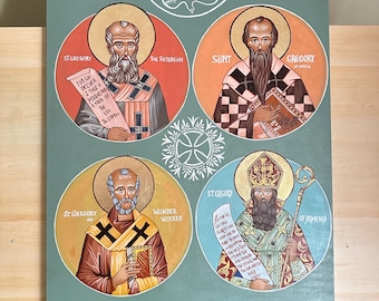 met de hand geschilderd 4 iconen van Sint-Gregorius; koptisch-orthodox icoon; geweldig voor cadeaus; maat is 20 x 24 inch