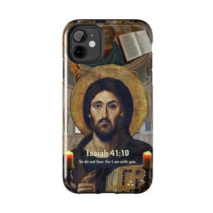 Jesus Kristus ortodox ikon Jesaja 41:10 Mobilskal | Kristen konst