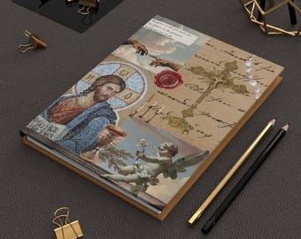 Orthodox Christian Collage Hardcover Journal | Christian Icon, Cross