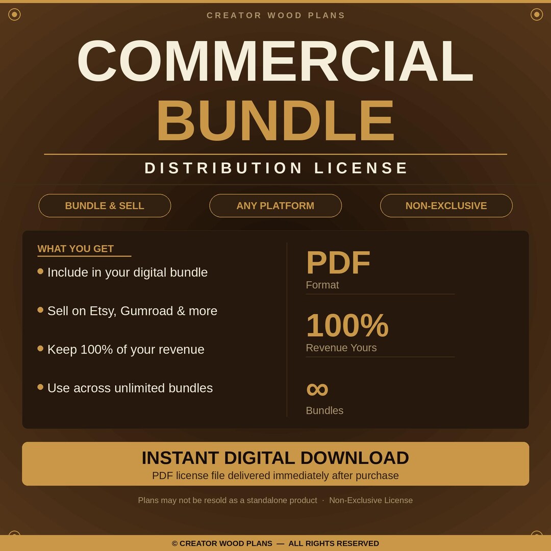 Reselling Permit Commercial License for Woodworking Plans Bundle (PDF) | Resell Digital ...