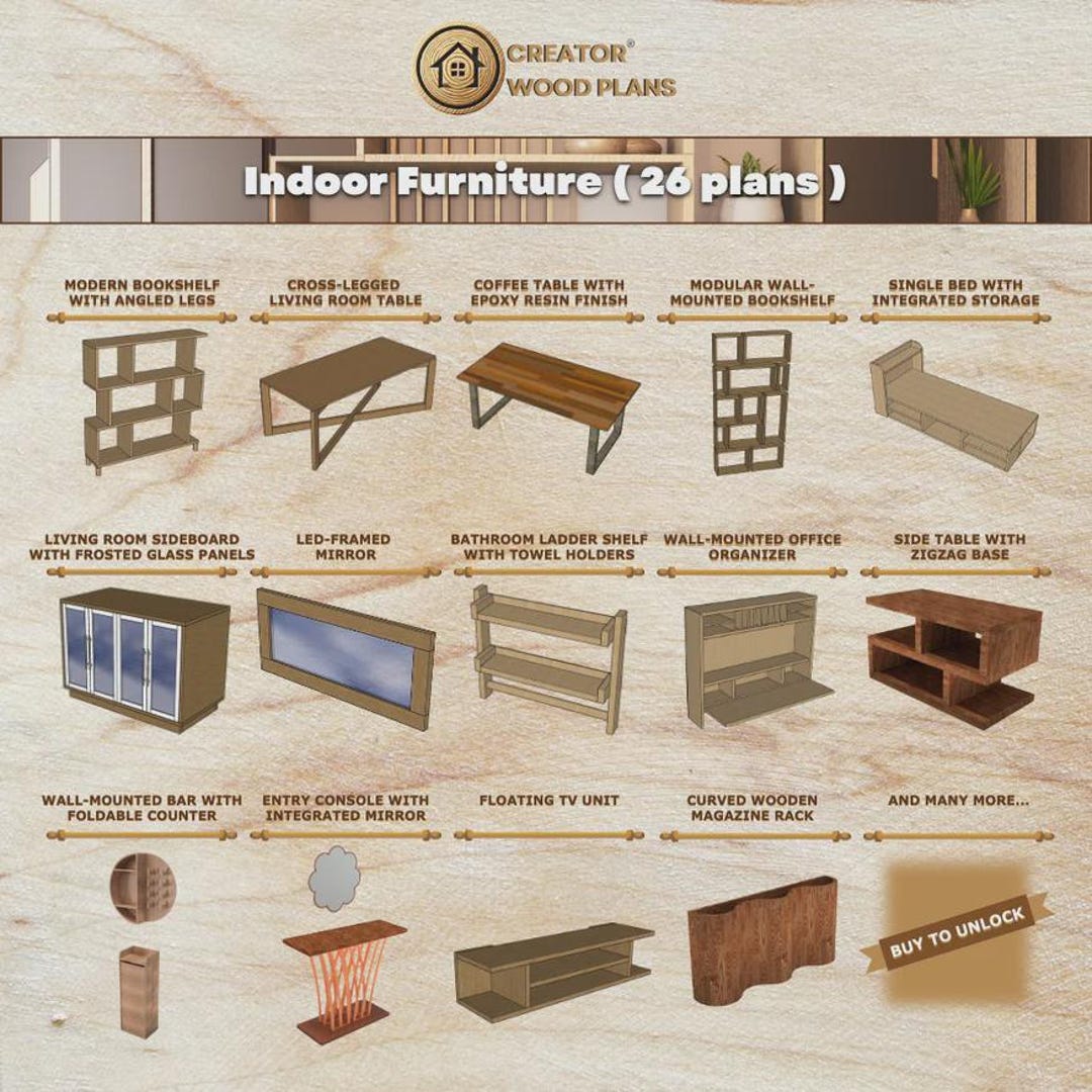 Indoor Furniture Woodworking Plans Bundle | 26+ DIY Furniture Projects ...