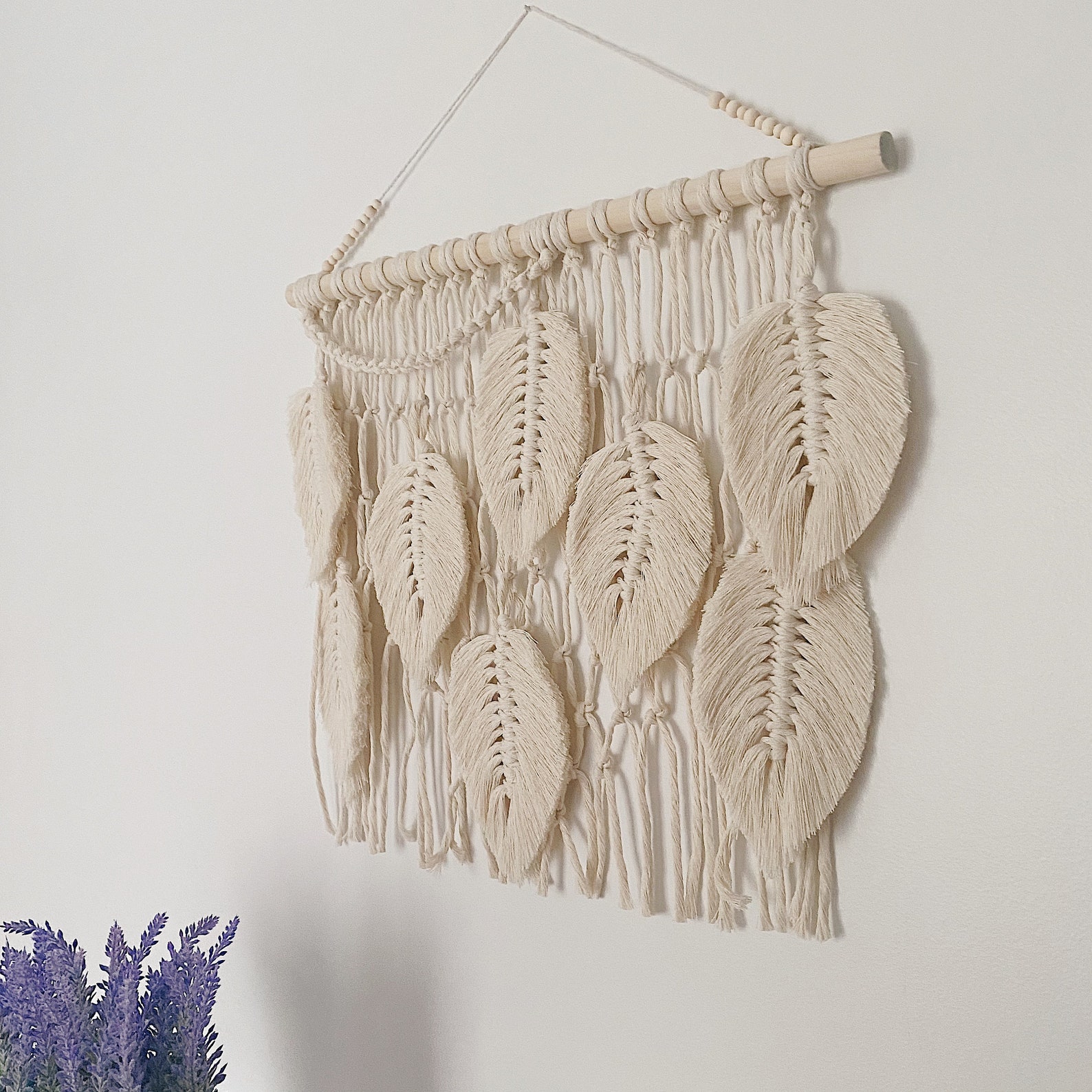 Large Macrame Leaves Wall Hanging Handmade Wall Decor Unique Etsy