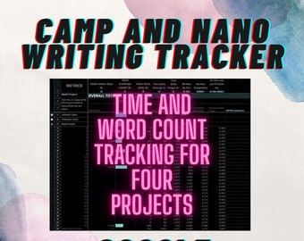 1 Month Writing Tracker - Word Count Tracker - Minutes and Hours Time Tracker - Goal Tracker - NaNoWriMo, Camp NaNo, Novel Writing