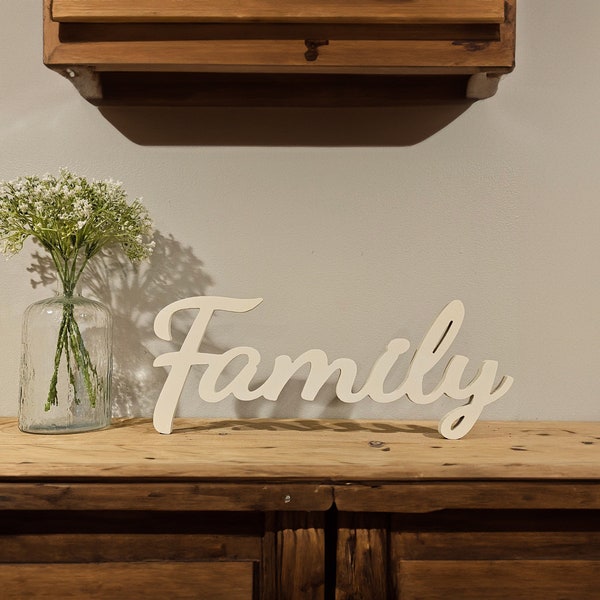 Family Sign, Freestanding Family Sign, Family Signs Wall Decor, Wood Sign, Family Decor, Family Word Sign, Gift for Family, Wood Words