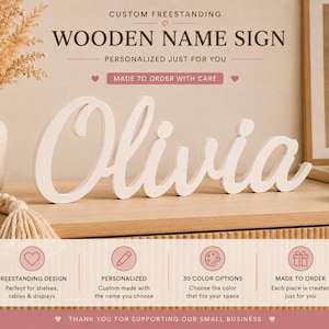 Letrero de madera personalizado con nombre, decoración independiente para guardería, regalo personalizado para la habitación de los niños