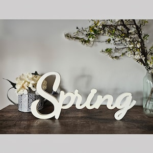 Handmade Freestanding Spring Sign: MDF Wood Decor
