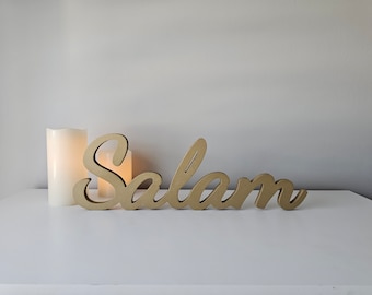 Wood Salam Sign: Ramadan Eid Decoration, Custom Name