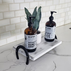 White Paint Distressed Riser with Unique Lucky Horseshoe Legs, Farmhouse Decor, Farmhouse Pedestal Riser Stand, Wooden Riser, Wooden Stand