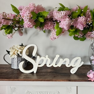 Freestanding Spring Sign: 3D Wooden Cutout Decor