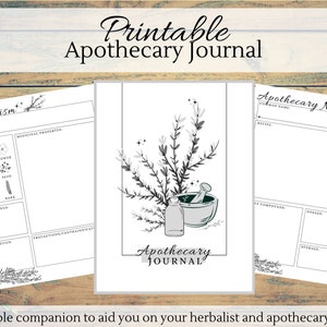Digital Apothecary Journal, Materia Medica, Herbalist Journal, Printable Journal, Green Witch, Herbal Grimoire, Blank Herb Journal Printable