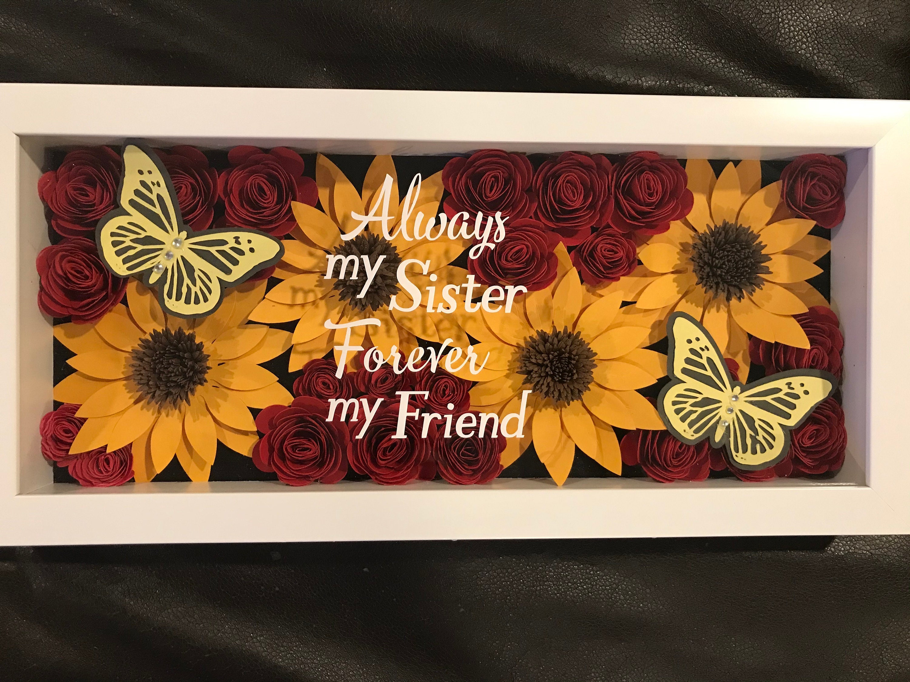 Shadow box Sunflower roses shadow box flower combo shadow box Etsy