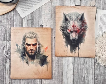 The Witcher | Geralt | Der Wolf | Buchhülle bestickt | Buchtasche Booksleeve Buchumschlag Hülle iPad  Journal Planer Tablet |