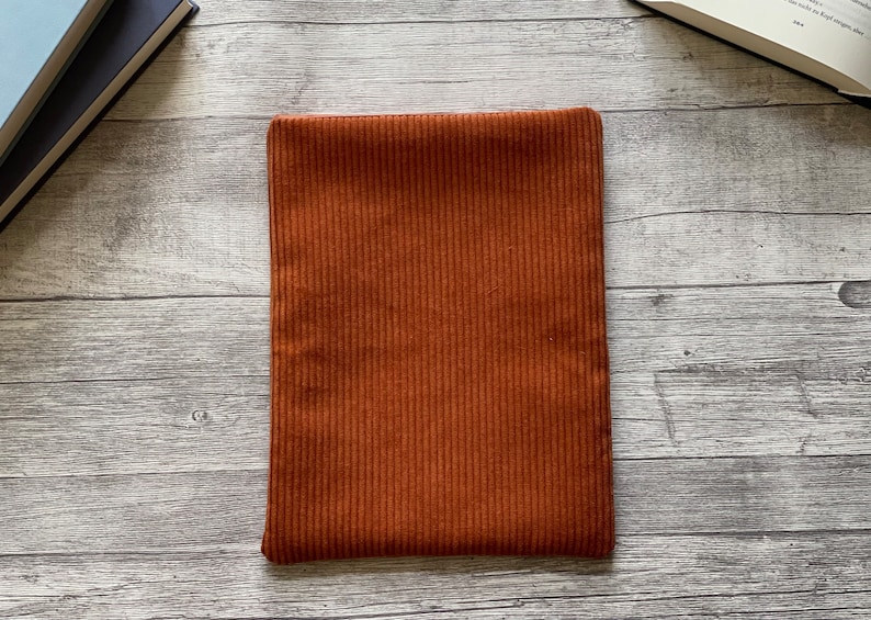 Corduroy book cover cozy reading Booksleeve book cover book bag Case for iPad Journal Planner Tablet Notebook Orange