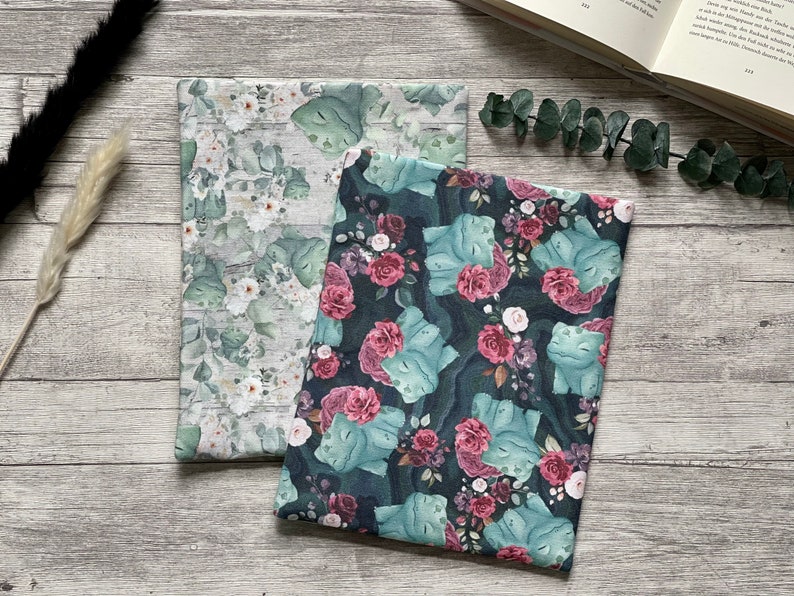 Floral Bisasam Buchhülle Buchtasche Booksleeve Buchumschlag Hülle für iPad Journal Planer Tablet Bild 1