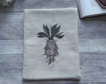 Mandrake | Kräuterkunde | Alraune | Buchhülle bestickt | Booksleeve Buchumschlag iPad Journal Planer Tablet Hülle Notizbuch |