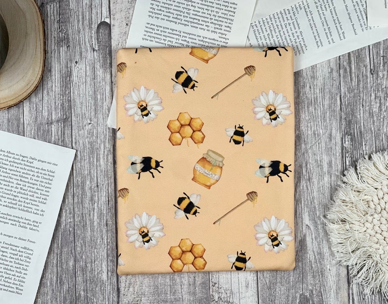 Biene Bienen Gänseblümchen Buchhülle Booksleeve Buchumschlag iPad Journal Planer Tablet Hülle Notizbuch Biene + Waben